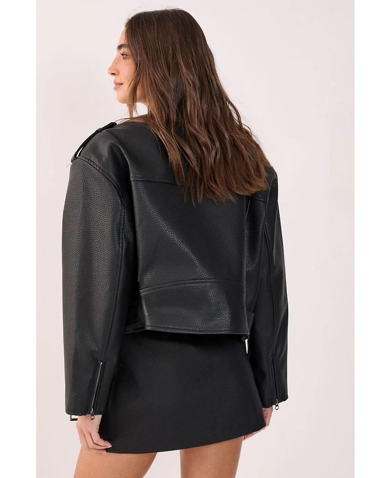 Nasty Gal Women's Belted Faux Leather Biker Jacket