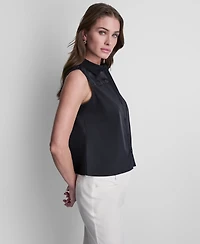 Dkny Petite Collared Neck Sleeveless Blouse