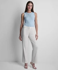 Dkny Petite Mid-Rise Modern Fit Flared Pants