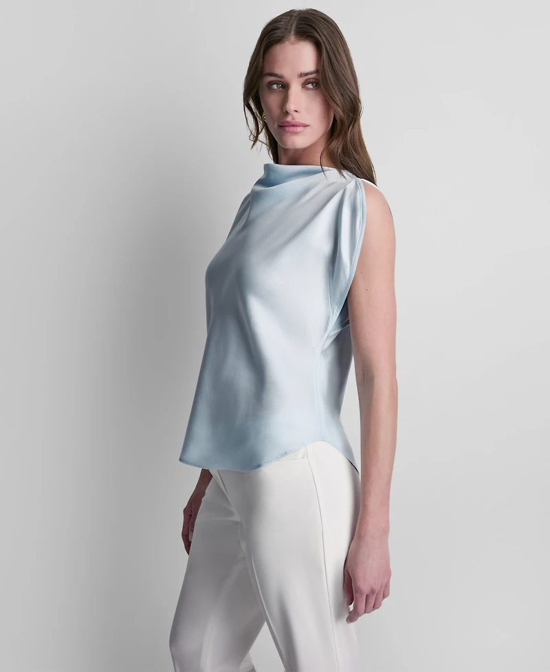 Dkny Petite Flutter Cowl Neck Blouse