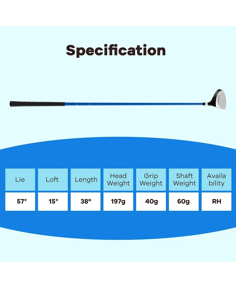 Mecale 38" Junior #3 Fairway Wood, 165CC, Fiberglass Shaft, Ages 11-14