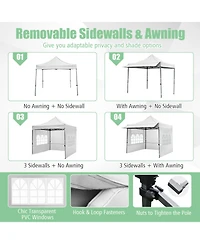 Mecale 10x10 ft Pop-Up Canopy Tent with Awning and Sidewalls, Party or Picnic