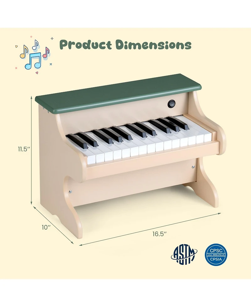 Mecale 25-Key Kids Wooden Digital Piano Toy with Removable Music Stand, Fun Musical Learning for Kids
