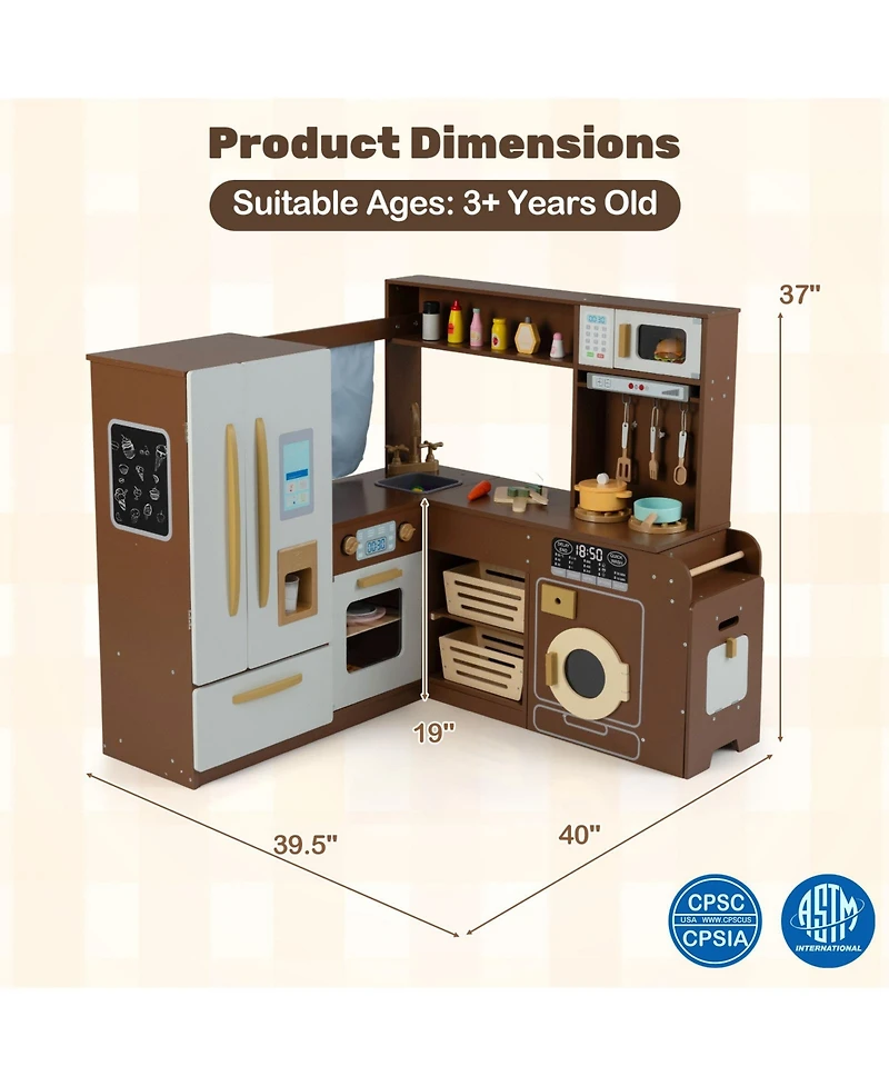 Mecale Wooden Outdoor Mud Kitchen for Kids, Play Kitchen Toy for Ages 3–8