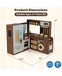 Mecale Wooden Outdoor Mud Kitchen for Kids, Play Kitchen Toy for Ages 3–8