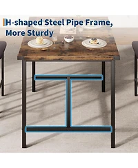 gaomon Dining Table Set for 4 w/Footrest and Corner Protector 5-Piece Kitchen Table Set with Counter Height Table and 4 Upholstered Bar Stools
