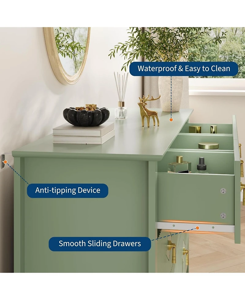 gaomon Dresser for Bedroom with 7 Drawers, Wide Modern Chest of Drawers with Metal Handle, Dresser Tv Stand, Wood Drawer Organizer for Bedroom