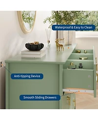 gaomon Dresser for Bedroom with 7 Drawers, Wide Modern Chest of Drawers with Metal Handle, Dresser Tv Stand, Wood Drawer Organizer for Bedroom