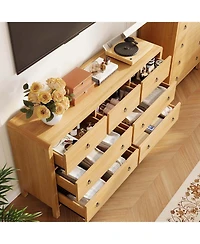 gaomon 7 Drawer Dresser for Bedroom, Wooden Chest of Dressers for Deep Drawers, Modern Dressers Organizer with Round Handle, Tv Stand for Living Room