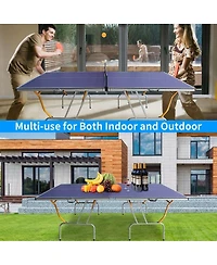 Baofuwish Mid-Size Tennis Table Foldable Ping Pong Set with Net Paddles for Apartment Small Space.
