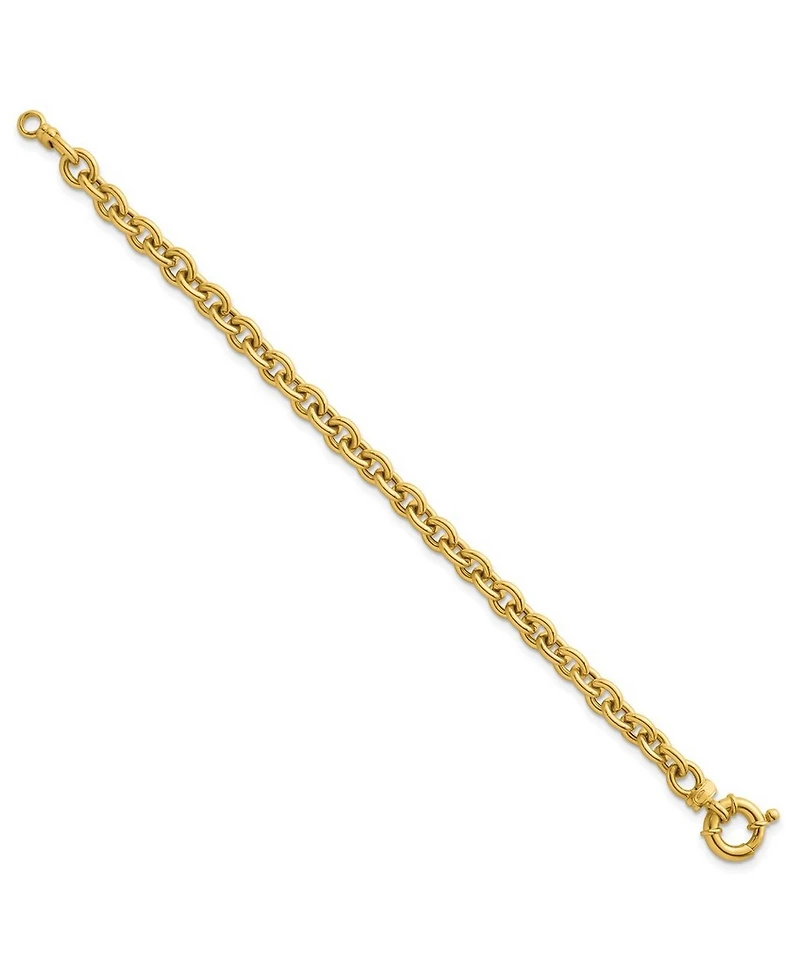 Curata Jewelry Solid 18k Yellow Gold Italian 7.5 Inch 7mm Large Rolo Link Toggle Bracelet