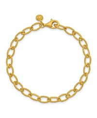 Curata Jewelry Solid 18k Yellow Gold Italian 8 Inch 6mm Satin Oval Links Bracelet