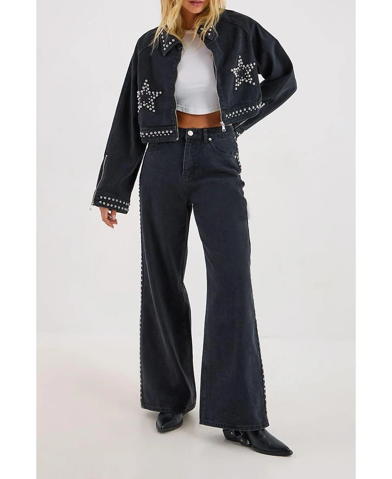 Nasty Gal Women's Studded Denim Jacket