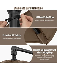 Gymax 10 Ft Offset Hanging Umbrella w/ Base Patio Cantilever 360° Rotation