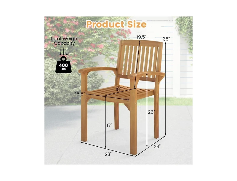 Slickblue Patio Outdoor Chair Featuring Slatted Seat and Curved Comfort