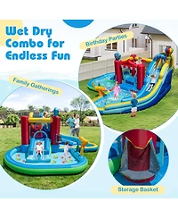 Mecale Inflatable Water Park with Splash Pool, 50 Ocean Balls, 750W Blower