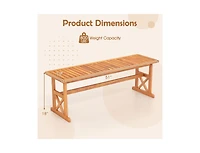 Slickblue Outdoor 51 Inch Acacia Wood Bench with Slatted Seat, 800 lbs