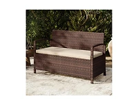 Slickblue 2-Seat Pe Wicker Patio Storage Bench with Cushion and Deck Box