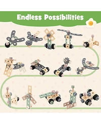 Mecale 2-in-1 Kids Rolling Cart with Play Tools Set for Construction & Role Play