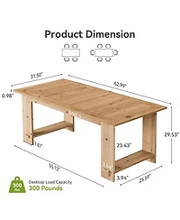 Tribesigns 63" Solid Wood Dining Table, Rectangle Kitchen Table for 4-6 People