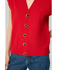 Nocturne Women's Embellished V-Neck Knit Sweater Vest