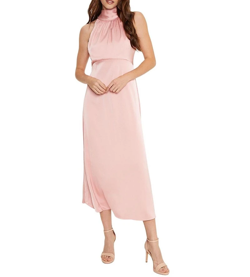 Oasis Women's Satin Halter Neck Midi Bridesmaid Dress