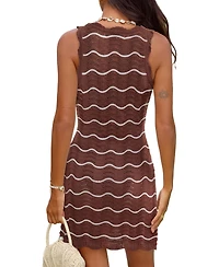 Cupshe Women's Tea Striped Cover-Up Mini Beach Dress