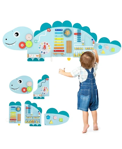 Mecale 11-in-1 Dinosaur Activity Wall Busy Board Panels