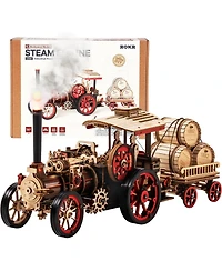Robotime 3D Puzzle Adults 469pcs Electric Vintage Car Steam Engine Model Kits, Mechanical Wooden Assembly Puzzles Vehicle Diy Hobbies Christmas Gifts