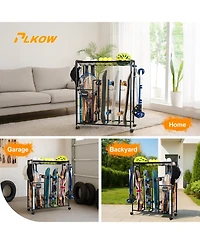 Skateboard Storage Rack with Wheels, Heavy Duty Sports Storage Rack for Garage, Home or School Use