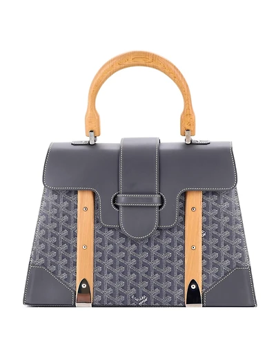 Pre-Owned Goyard Mm Saigon Top Handle Bag Coated Canvas with Leather