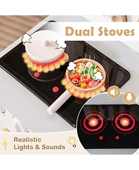 Mecale Kids Kitchen Playset with Cooking Accessories and Storage, Fun Pretend Play Toy