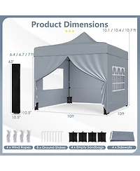 Mecale 10x10 ft Pop-Up Canopy Tent with 4 Removable Sidewalls & Wheeled Bag
