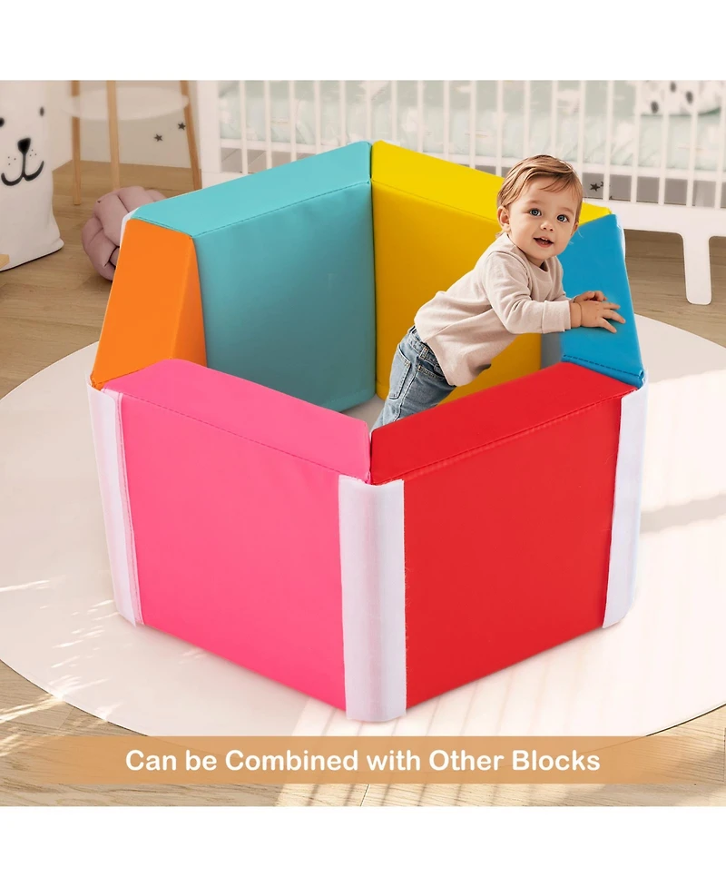 Mecale Hexagon Kids Ball Pit with Foam Mat, Detachable Pu Covers