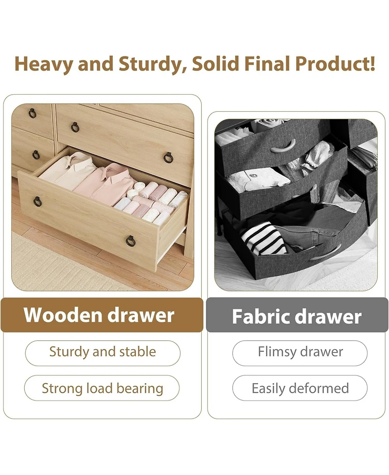 gaomon 7 Dresser for Bedroom, 54 in Wide Drawer Dresser with Storage Freestanding, Wooden Closet Storage Chest for Living Room, Bedroom, Entryway