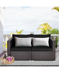 4PCS Patio Rattan Corner Sofa Sectional Furniture Set