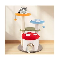 Aostirmotor 35" Cat Tower with Sisal Scratching Posts, Condo & Padded Platforms, Indoor Cat Tree