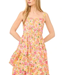 CeCe Women's Corset Asymmetrical Hem Ruffle Dress