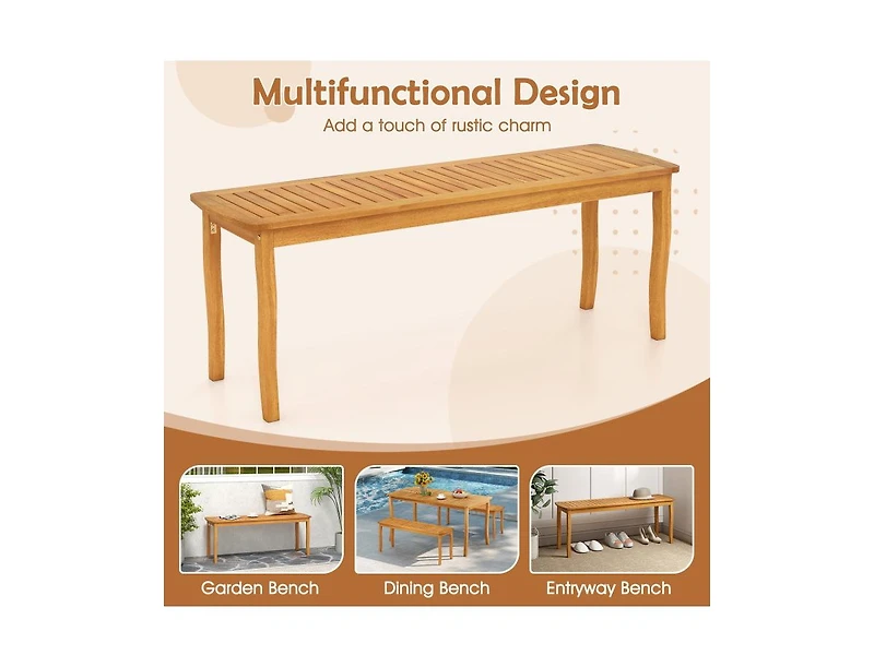 Slickblue 48 Inch Patio Dining Bench Made from Acacia Wood