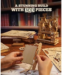 Robotime Printing Press Wooden Puzzle, 3D Puzzles for Adults and Teens, Mechanical Wooden Model to Build, Toy House Warming Birthday