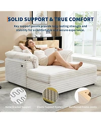 gaomon Oversized Chaise Lounge Chair Indoor Upholstered Sofa Bed with Throw Pillows and Armrests Comfy Corduroy Sleeper Couch