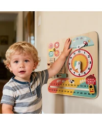 Mecale Montessori Wooden Learning Clock Toy for Toddlers, Seasons Theme