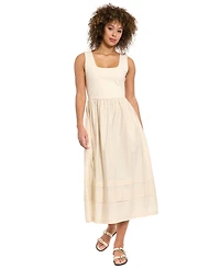 London Times Women's Square Neck Midi Dress