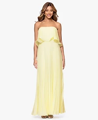 Betsy & Adam Women's Pleated Strapless Gown
