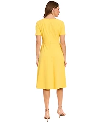 London Times Petite Side-Tie Fit & Flare Dress