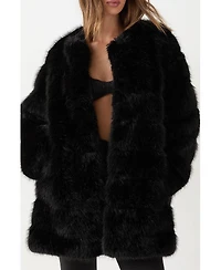 MissPap Women's Panelled Faux Fur Coat