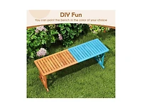 Slickblue Outdoor 51 Inch Acacia Wood Bench, Slatted Seat, 800 lb Capacity
