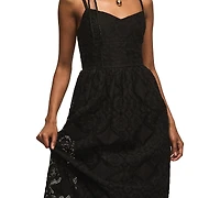 Lucky Brand Women's Sweetheart Neck Drop Waist Ballet Midi Dress