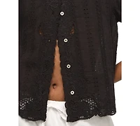 Lucky Brand Women's Lace Short-Sleeve Boyfriend Button-Down Shirt