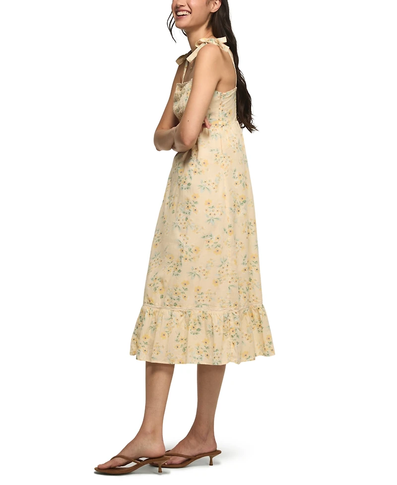 Lucky Brand Women's Classic Lace Trim Square Neck Midi Dress